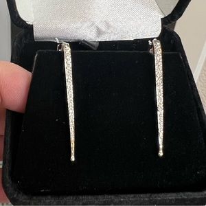 14k Solid Gold Diamond Spike Dagger Earrings